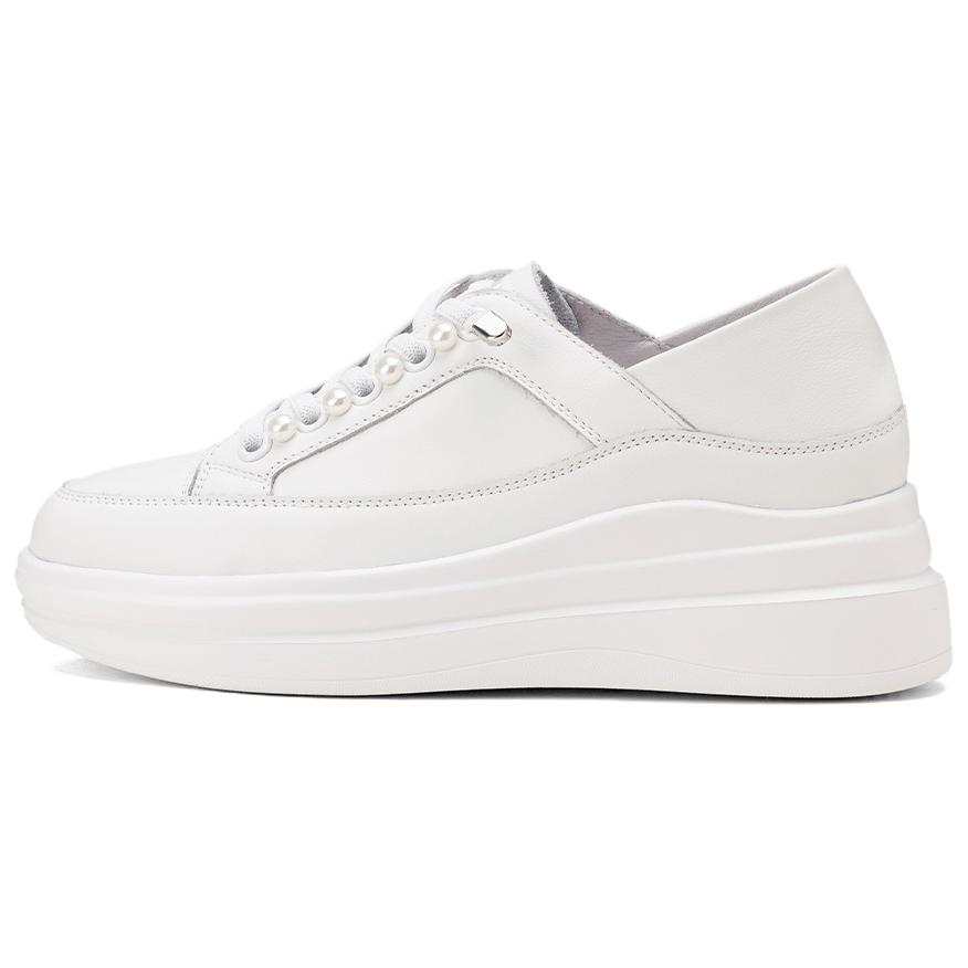 GOLDLION Cow Leather Low top Skateboard Shoes Women's White