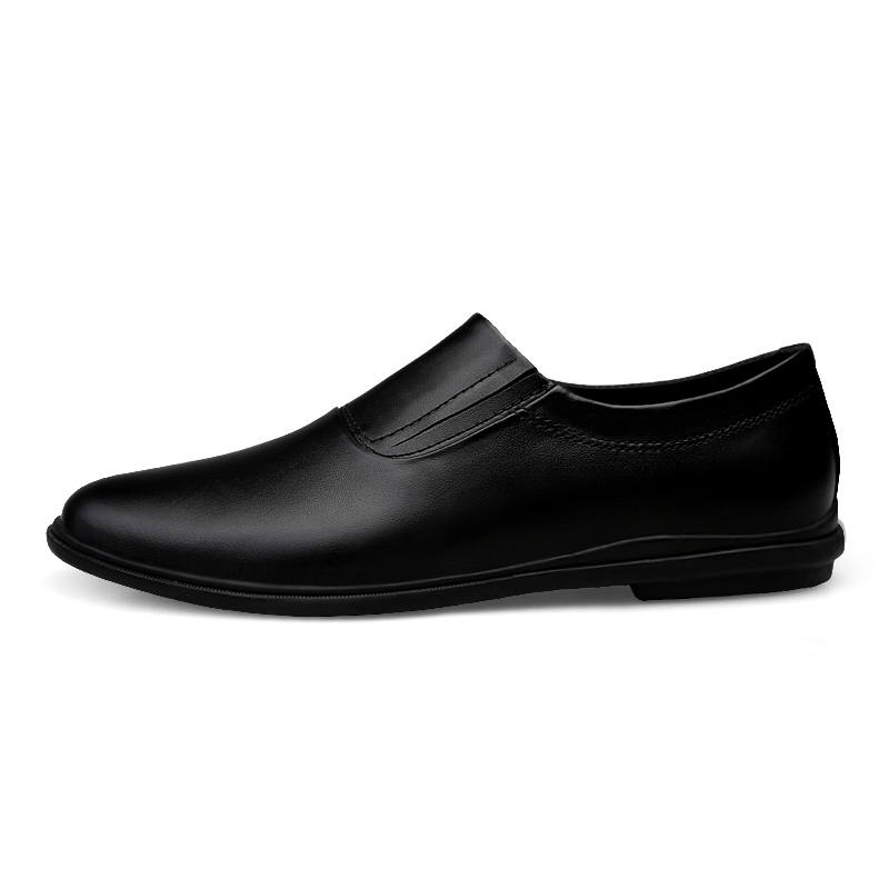 YINGLUNQISHI Top Grain Cow Leather Casual Shoes Men's Black