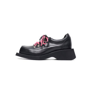 Asthershop Top Grain Cow Leather Casual Shoes Women's Black