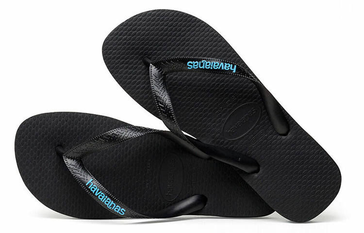 Havaianas Logo Filete Slip Resistant Abrasion Resistant Stylish Sandal Unisex Black Blue