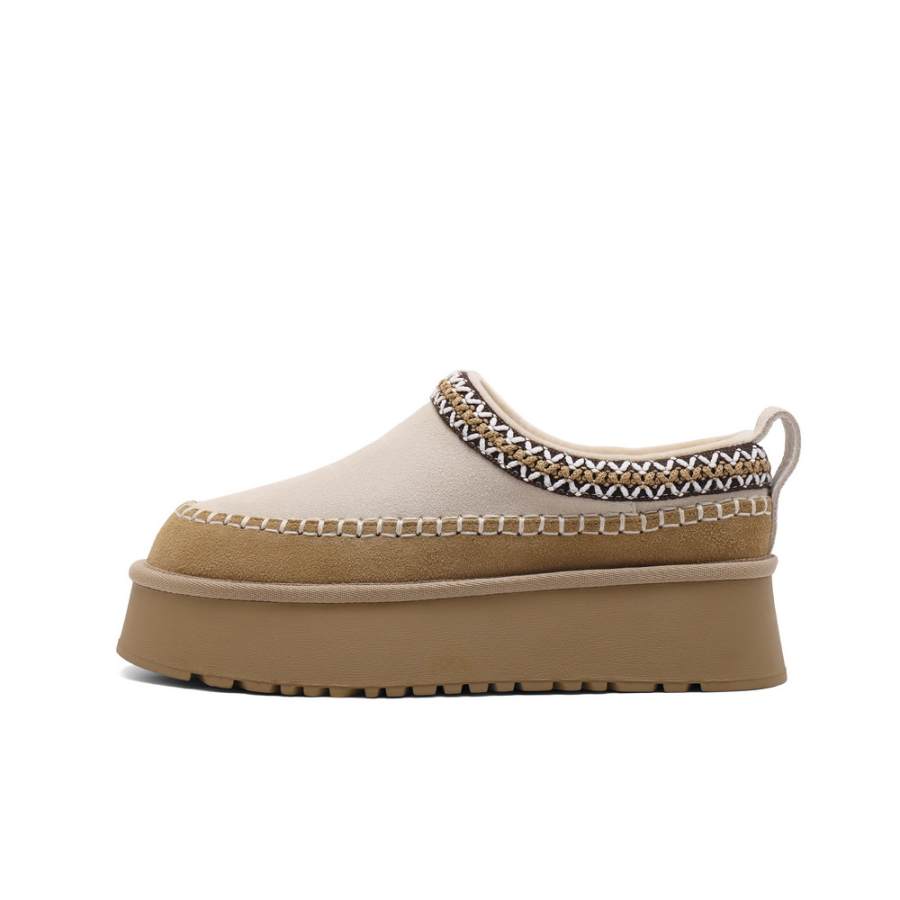 BELLE Cow Split Leather Thermal Height Increasing Low top Casual Shoes Women's Brown, Beige