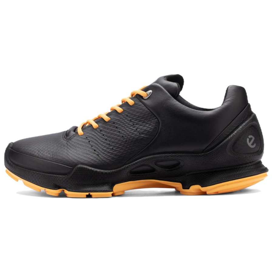 Ecco Biom C Cow Leather Cushioning Abrasion Resistant Low top Hiking Shoes Men's Black Yellow