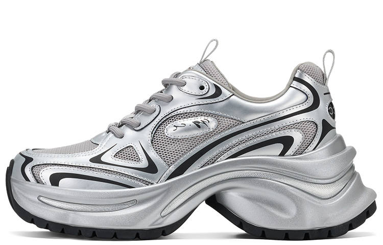 GG-CC GG CC Mesh Casual Shoes Low top Breathable Platform Chunky Sneakers Women's Silver