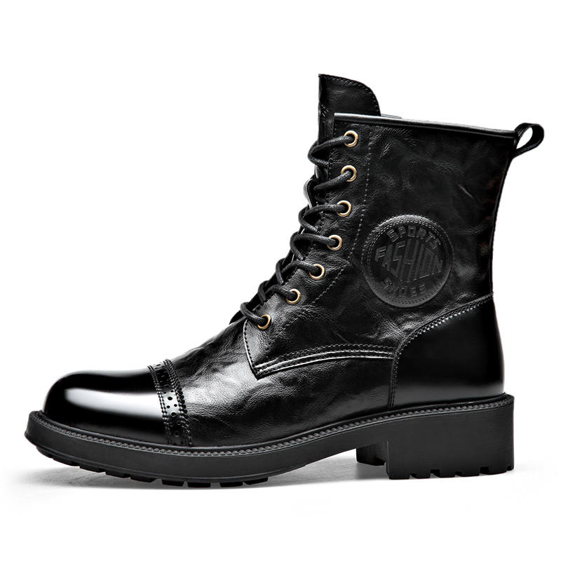 LUOMAIKE LUOMAIKE Leather Crew Combat Boots Men's Black
