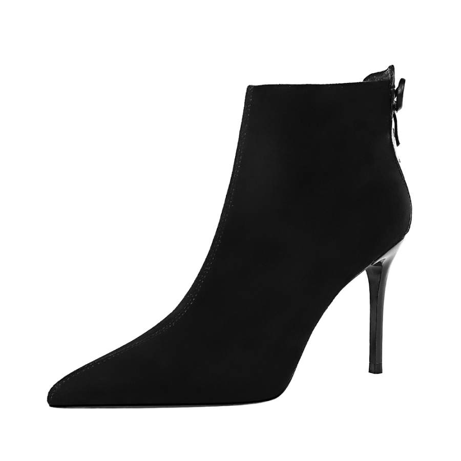 QITUMAUL Suede Ankle Boots 9.5cm Women's Black