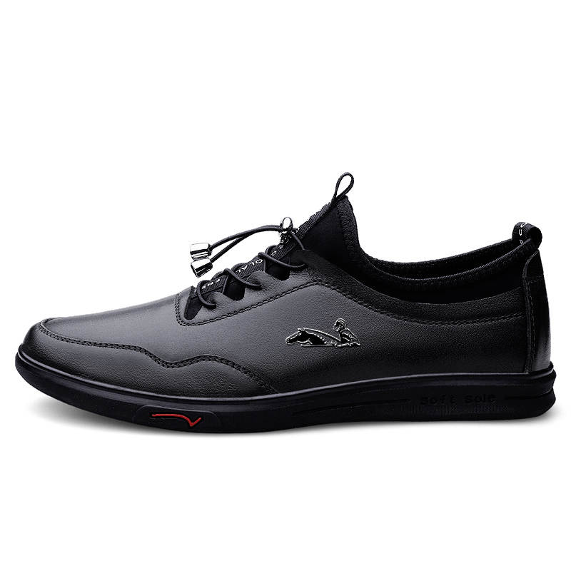 YINGLUNQISHI Top Grain Cow Leather Casual Shoes Men's Black
