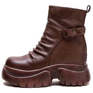 JIEZHOU Top Grain Cow Leather Ankle Boots Women's