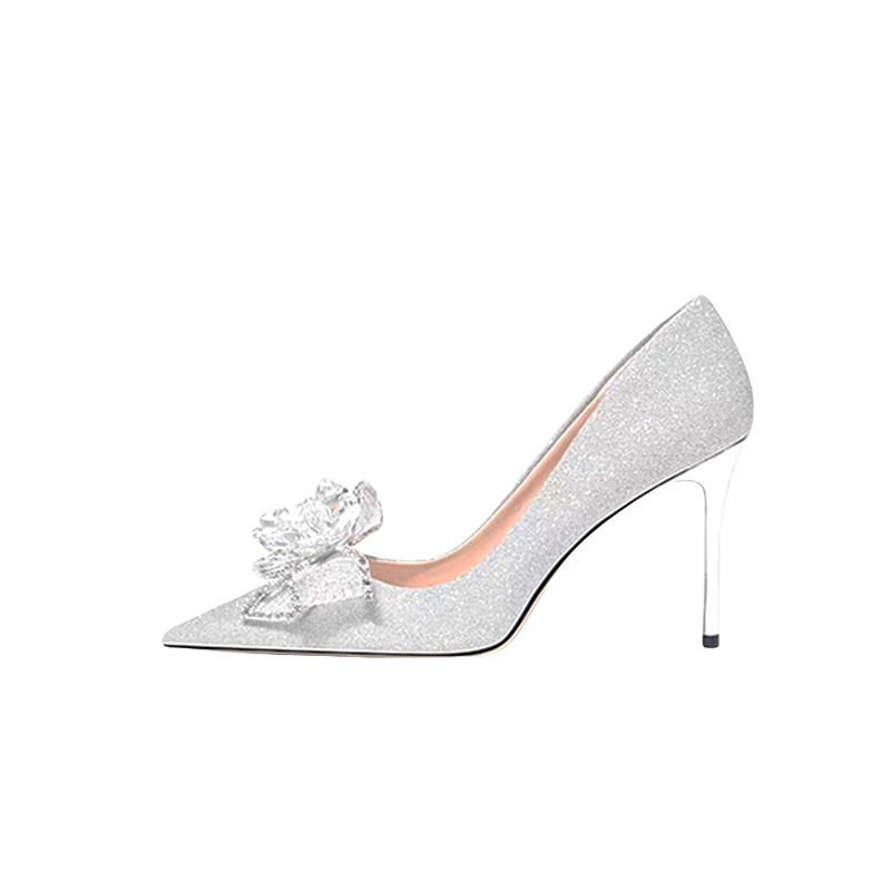 WOXXXN Pu Slim Heel High Heels Women's Silver