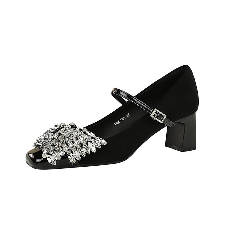 BIGTREE Chunky Heel Mary Jane Shoes Women's Black