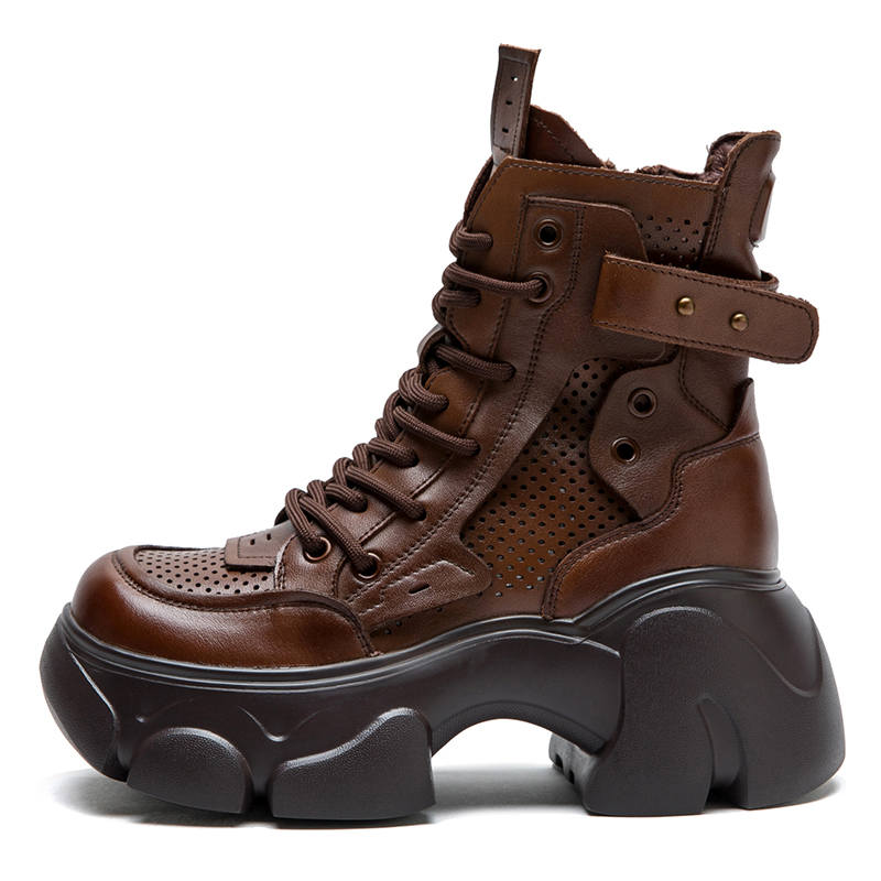 MATA Top Grain Cow Leather Ankle Boots 7cm Women's