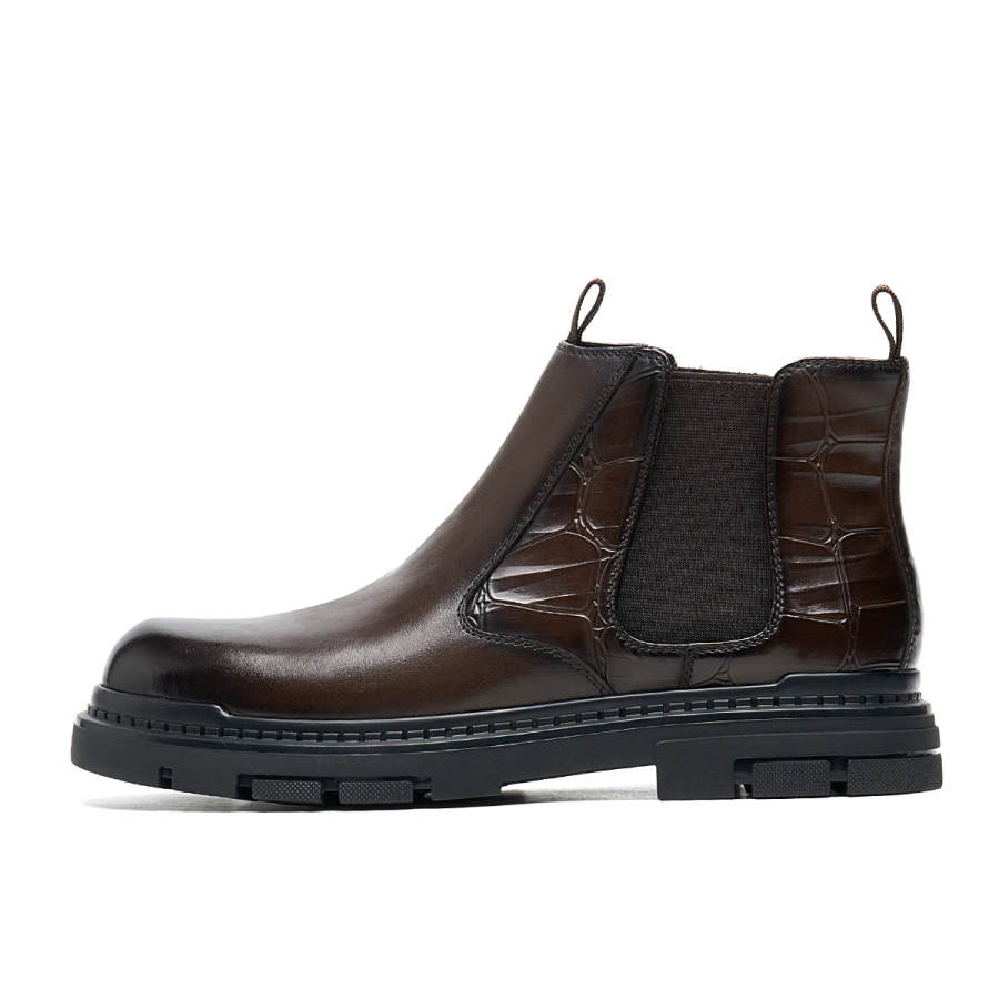 C°BANNER Fleece Lined Business Versatile Short Chelsea Boots Men's Brown