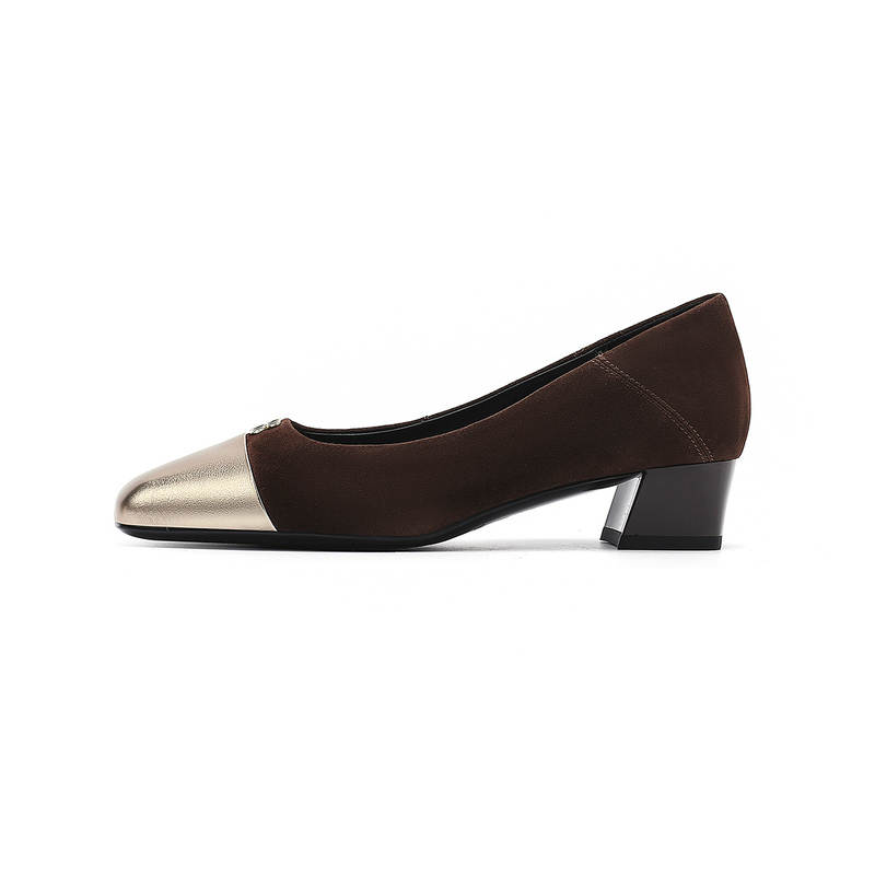 HARSON HARSON Cow Leather Chunky Heel High Heels Women's