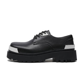 FEELDOTRENDS Cow Split Leather Loafers 5CM Unisex Black