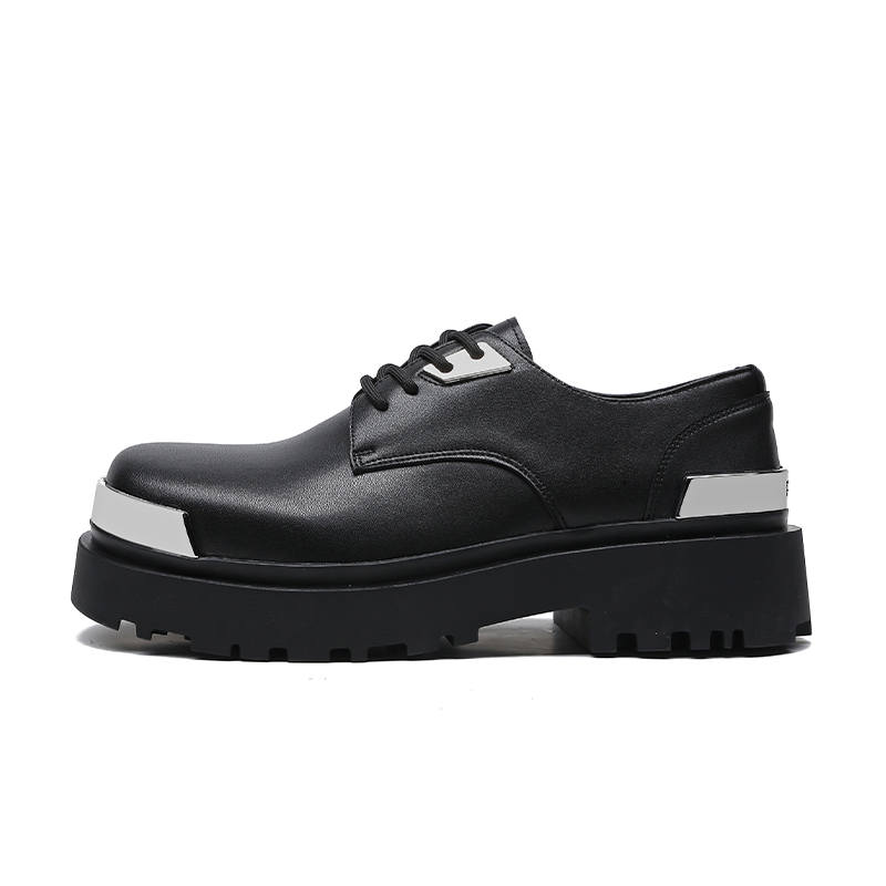 FEELDOTRENDS FEELDOTRENDS Cow Split Leather Loafers 5CM Unisex Black