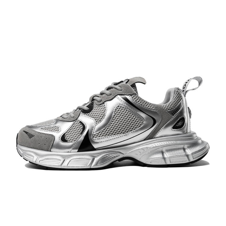EBLIS HUNGI Fashion Trend Low top Chunky Sneakers Unisex Silver, Height Increasing, Platform