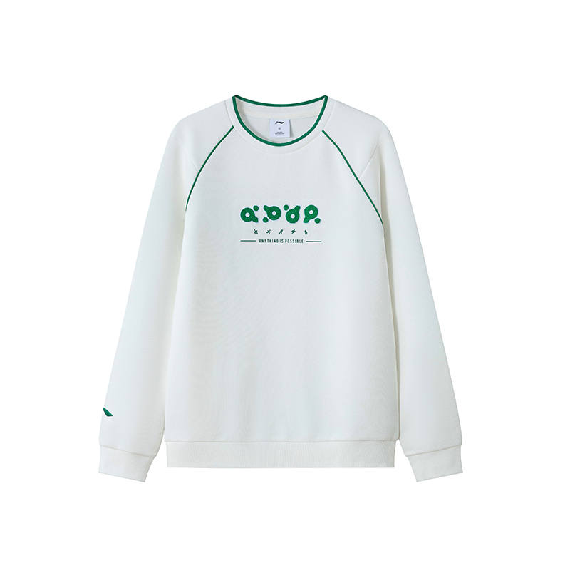 Li-Ning Li Ning Spring Fall Pullover Sweatshirt Unisex Trendy White