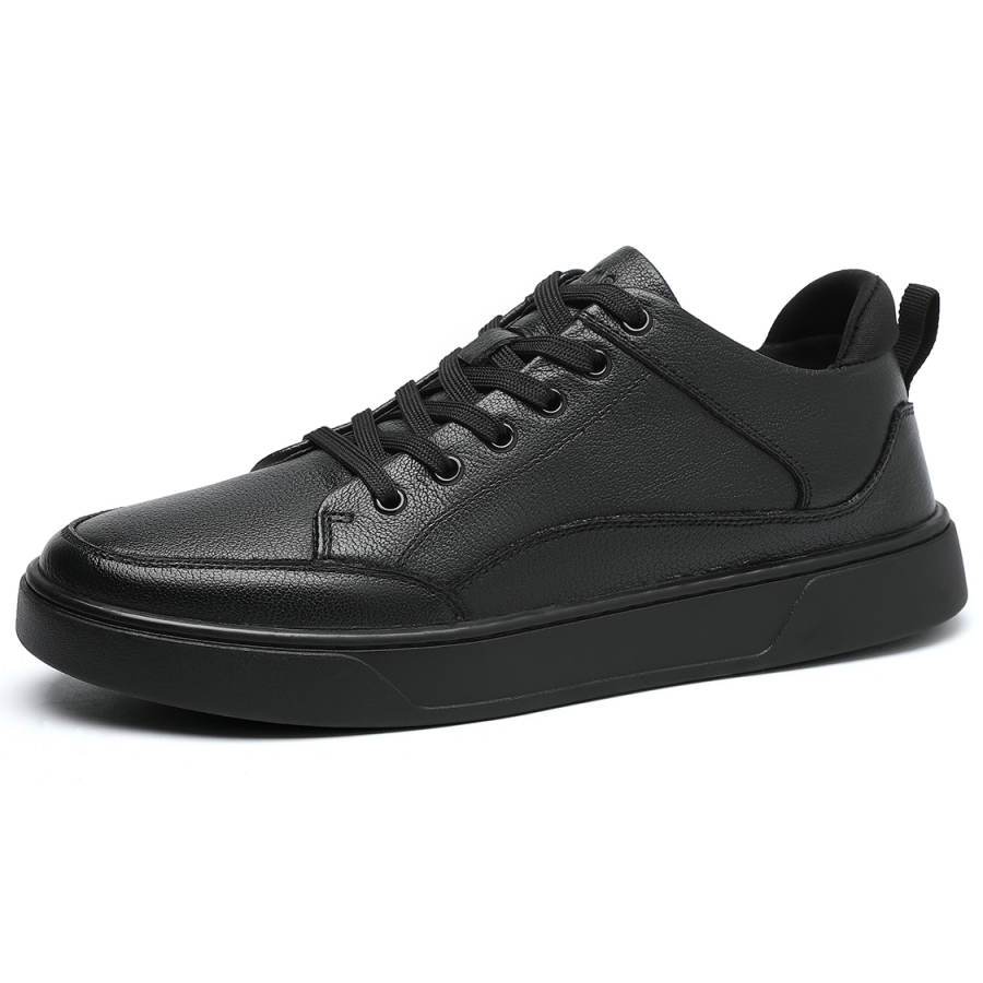 Mulinsen Top Grain Cow Leather Wear resistant And Lightweight Low top Skateboard Shoes Men's Black