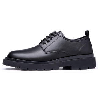 CKVUSAMG Top Grain Cow Leather Casual Shoes Men's Black