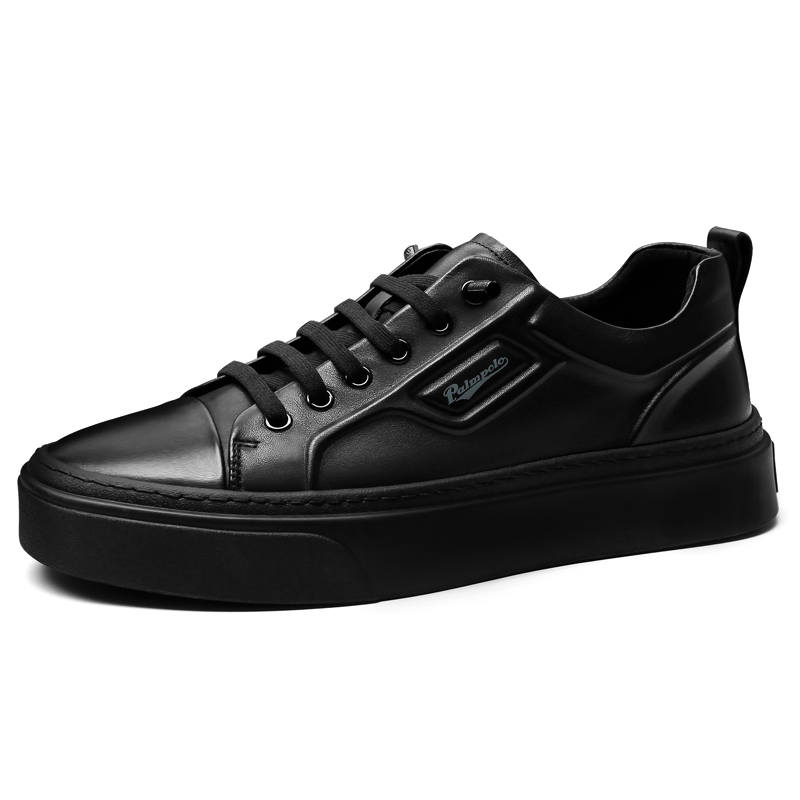 PALMPOLO Cow Leather Skateboard Shoes Men's Black