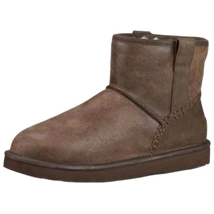 UGG UGG Top Grain Cow Leather Thermal Short Snow Boots Men's Brown