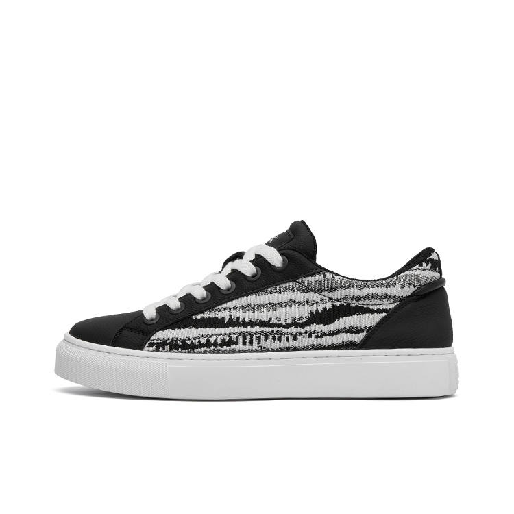 AOXIANG Top Grain Cow Leather Low top Skateboard Shoes Men's Black
