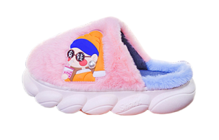SHULUAN Suede Fleece Lined Thermal Comfortable Versatile Closed Toe Slippers Women's Pink