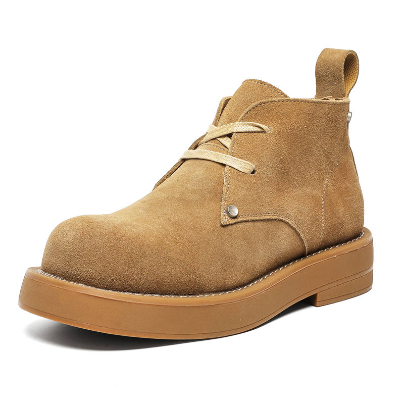 PAVEA Cow Suede Casual Shoes Men's Yellow Brown