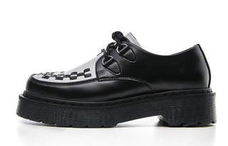 BEFFON Split Cow Leather, Leather Platform Shoes Unisex Black