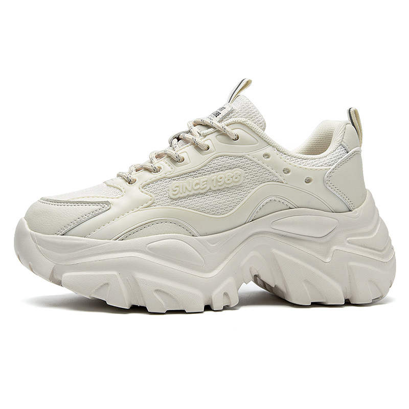 AOKANG Chunky Sneakers Women's Low Top Beige Black
