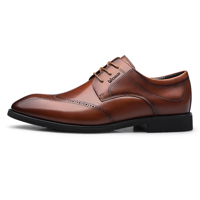 WENNAI Top Grain Cow Leather Dress Shoes Men's Brown