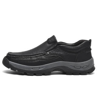 WENNAI Top Grain Cow Leather Casual Shoes Men's Black