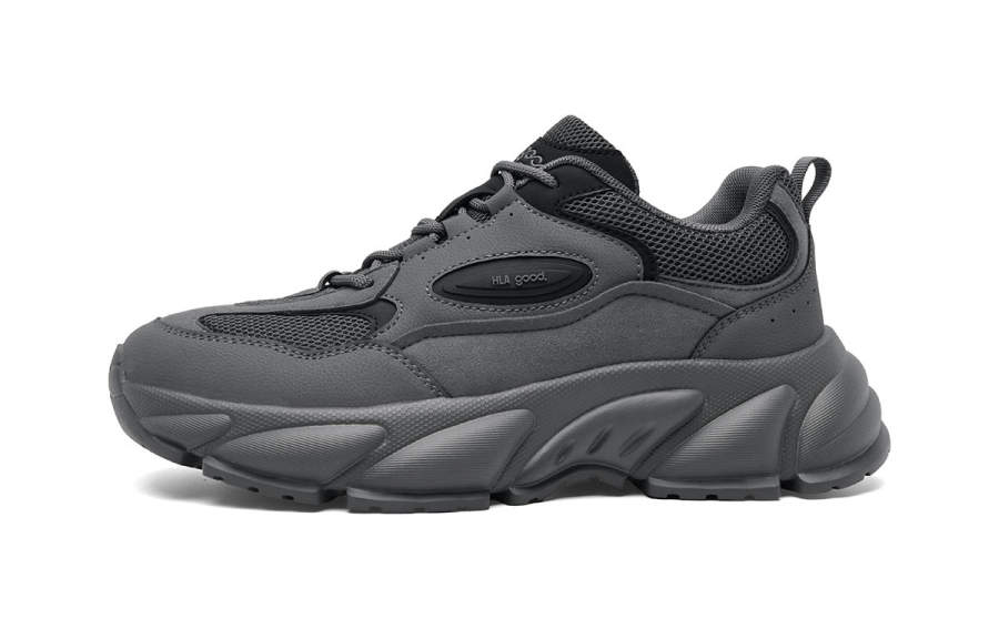 HLA Synthetic Leather Breathable Height Increasing Breathable Height Increasing Low top Casual Shoes Men's Dark Gray