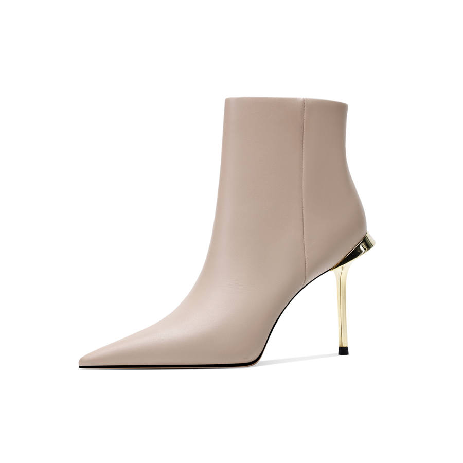 Shesrim Baby Calf Leather Elegant Fleece Lined Fashion Apparel Ankle Boots 9cm Women's