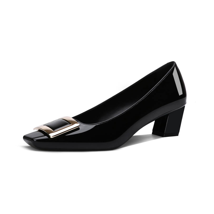 MERY CAREY MO Patent Leather Chunky Heel High Heels Women's