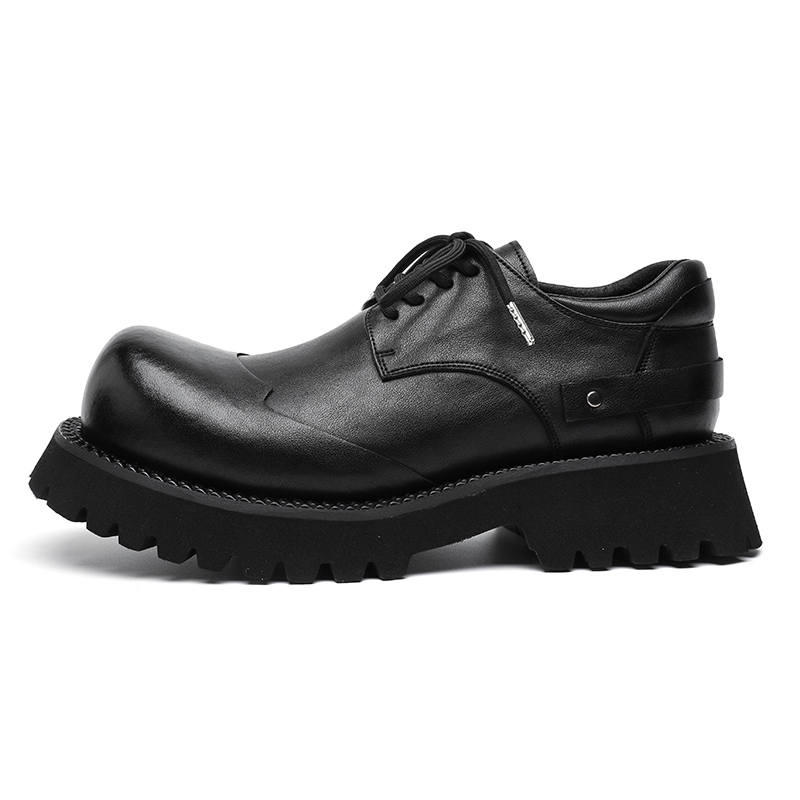 PAVEA Casual Leather Shoes Men's Low Top Black