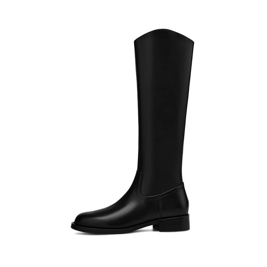 BOERDIQI Top Grain Cow Leather Knee high Boots Women's Black