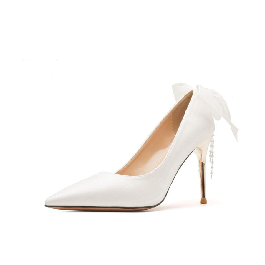 HKCP Slim Heel High Heels 6.5cm Women's White