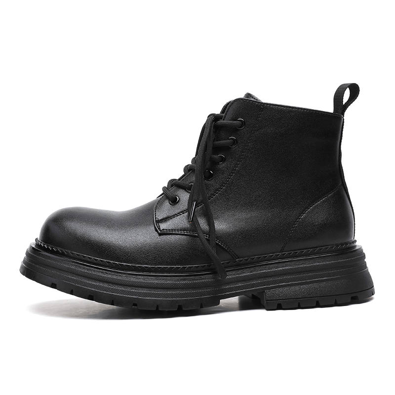 PINYI PINYI Microfiber Leather Short Combat Boots Men's Black