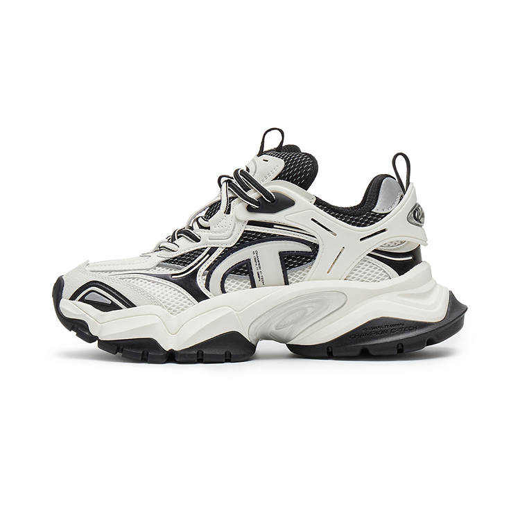 Champion Tooth Shark Shoes Power Armor Low top Chunky Sneakers Women's Milk White/Black