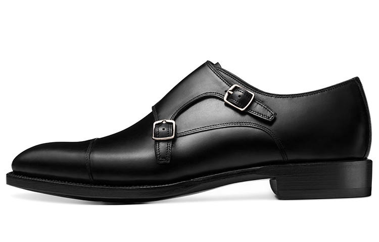 THOM WILLS Business Old Money Style Calfskin Monk Shoes Casual Leather Shoes Men's Black