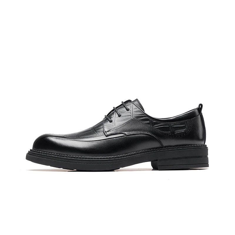 JOSINY Cow Leather Breathable Trendy, Casual Versatile, British Dress Shoes, Low Top Men's Black