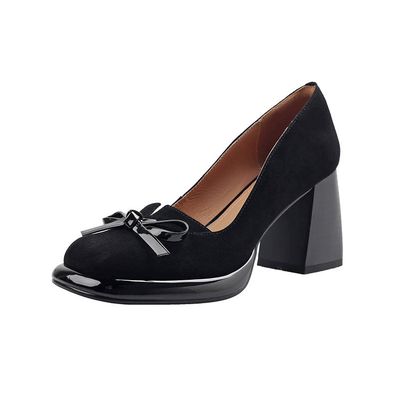 Echo&yolo Sheepskin Chunky Heel High Heels 8cm Women's