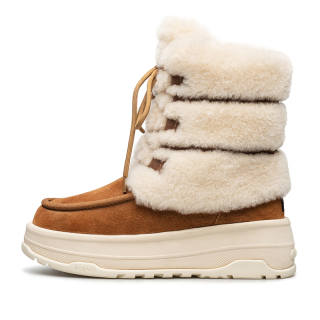 AU&MU Cow Split Leather Thermal Slip Resistant Thermal Slip Resistant Crew Snow Boots Women's