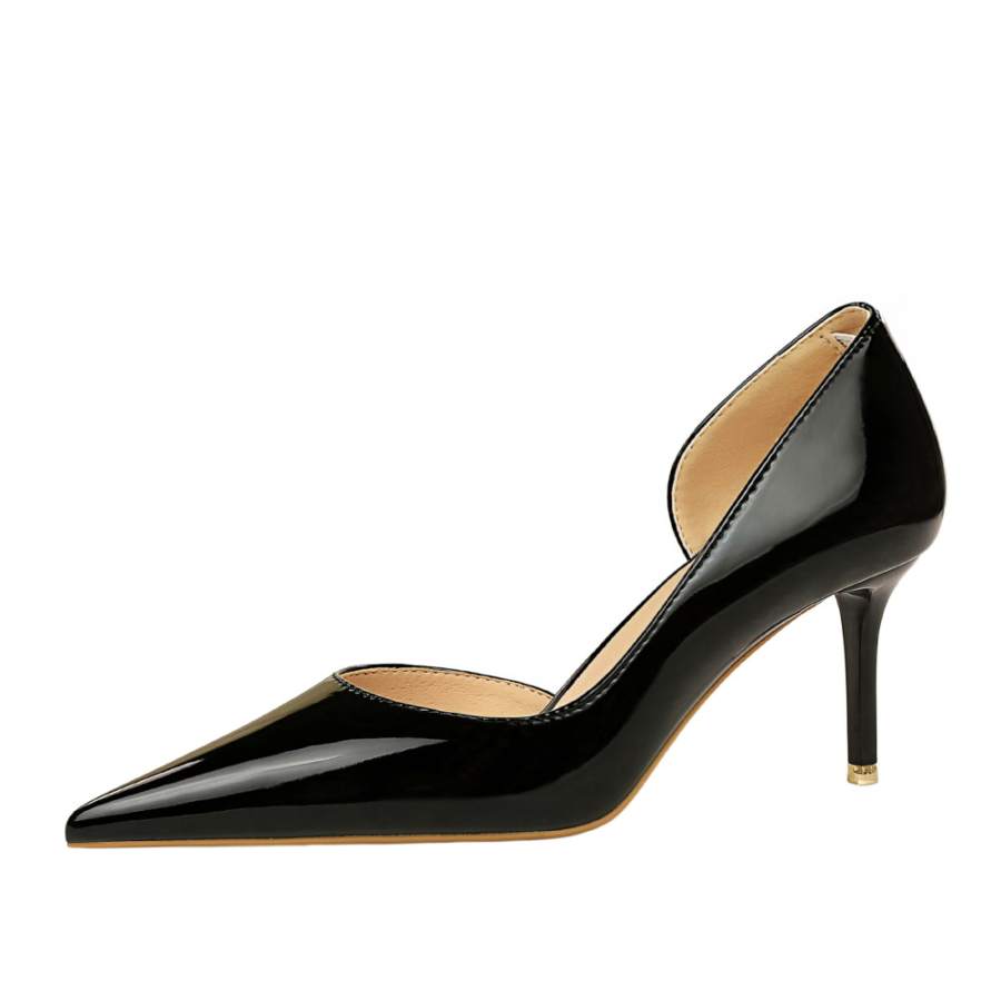 QITUMAUL Patent Leather Slim Heel High Heels 7.5cm Women's