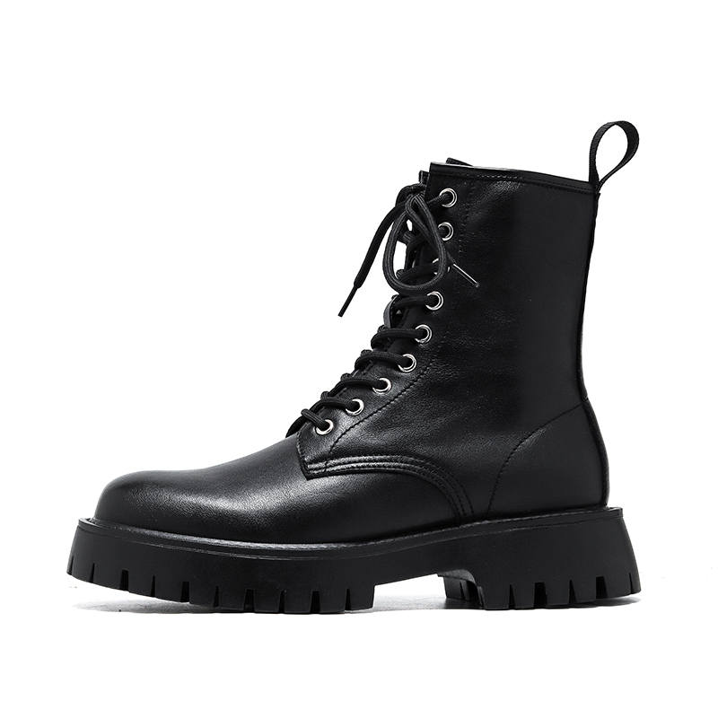 KAQIAODI Microfiber Leather Short Combat Boots Men's Black