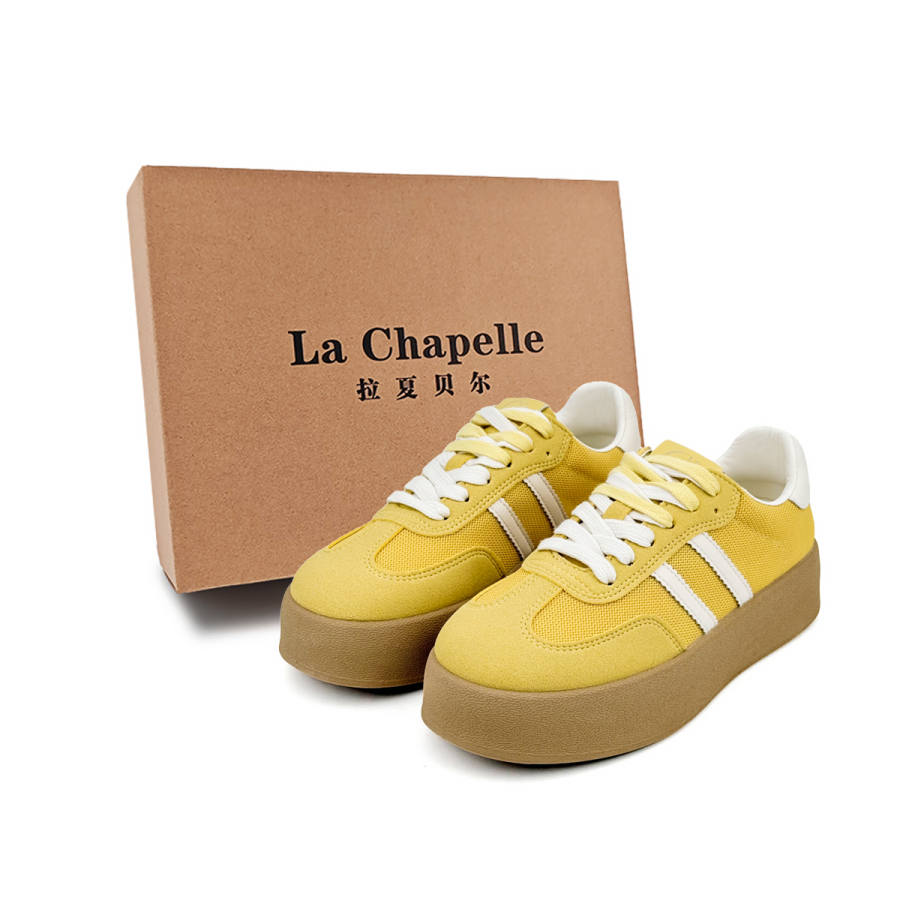 La Chapelle Anti Slip Wear Resistant Low Top Skateboard Shoes Women's Yellow