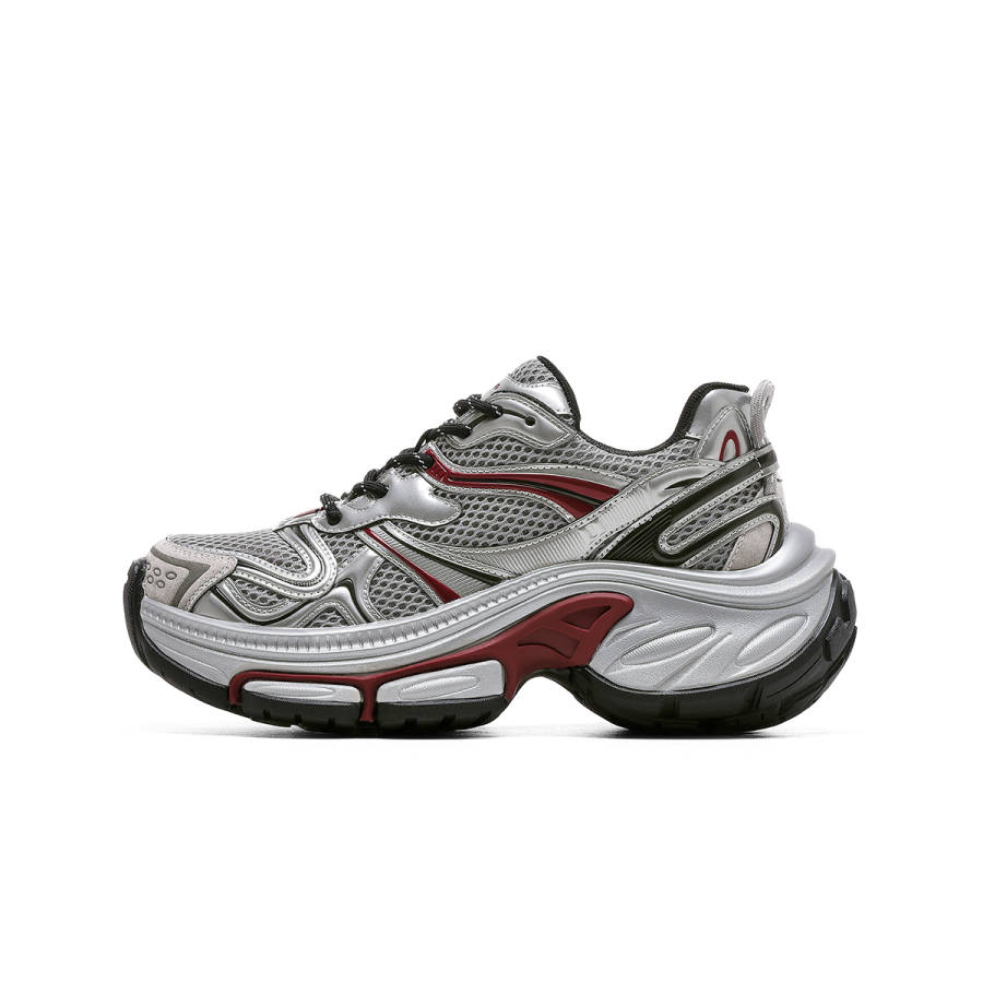 C°BANNER Synthetic Leather Low top Chunky Sneakers Women's Silver Red