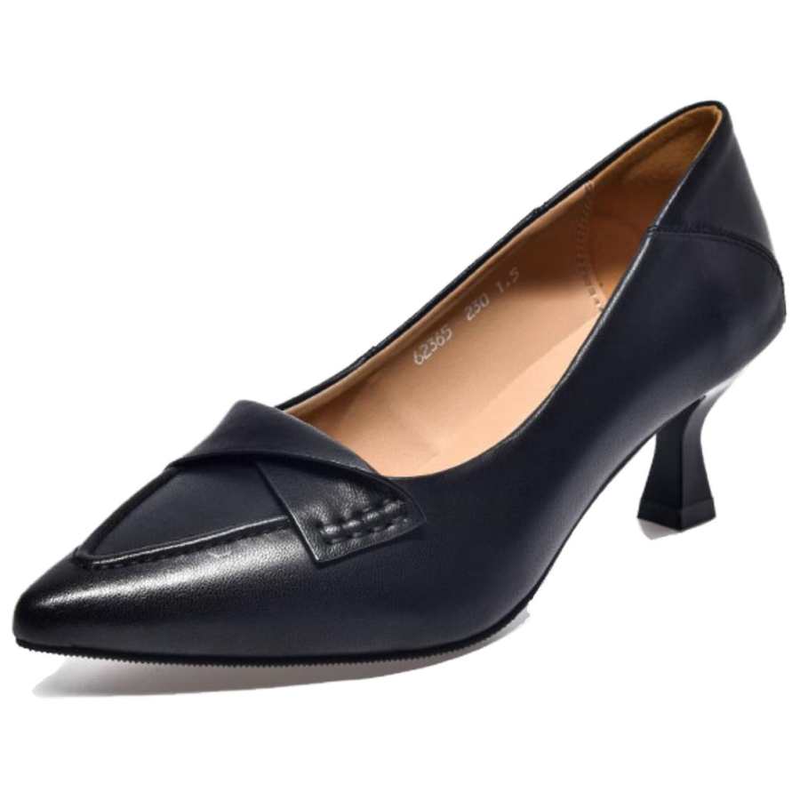 Devanro Devanro Sheepskin Slim Heel High Heels 5CM Women's