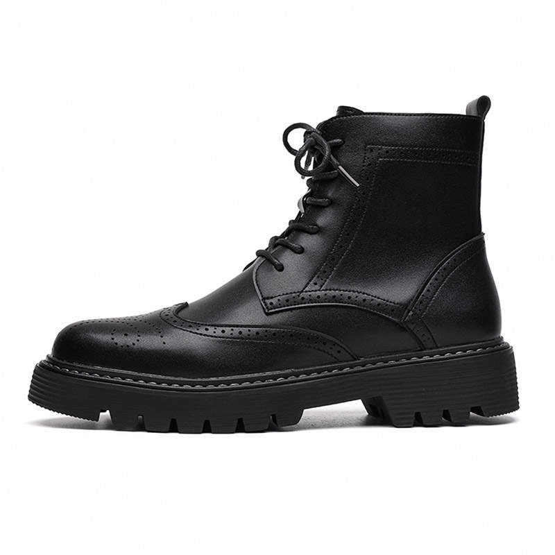 ZONEJOY ZONEJOY Synthetic Leather Crew Combat Boots Men's Black