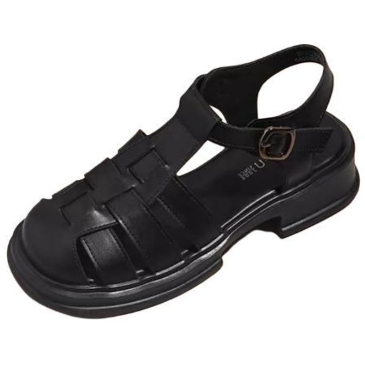 KEKAFU Pu Roman Sandals Women's Black